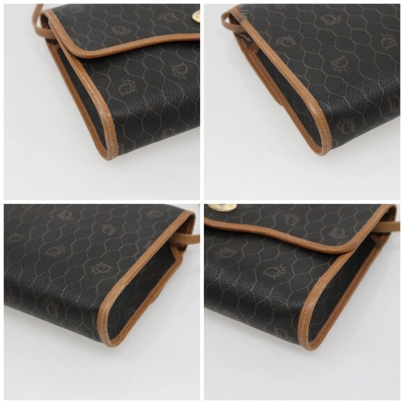 Christian Dior Honeycomb Canvas Shoulder Bag PVC Black Gold Auth sw452 - Picture 16 of 16